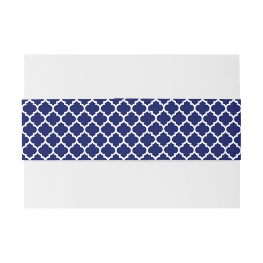 Navy Blue White Moroccan Quatrefoil Pattern #5 Uitnodigingen Wikkel (Achterkant Voorbeeld)