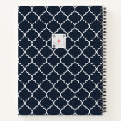 Navy Blue & White Moroccan Trellis Pattern Notitieboek (Achterkant)