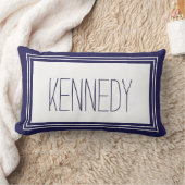 Navy Blue White - naam op aangepast monogram Kussen (Deken)