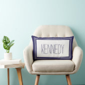 Navy Blue White - naam op aangepast monogram Kussen (Stoel)