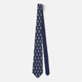 Navy blue & white nautical anchor stropdas (Voorkant)