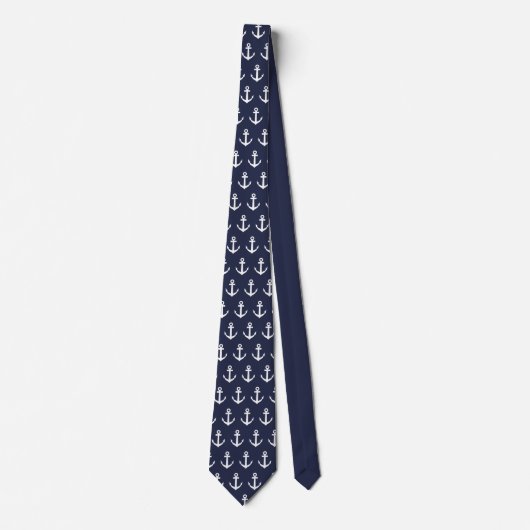 Navy blue & white nautical anchor stropdas (Voorkant)