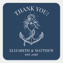 Navy Blue White Nautical Anchor Wedding
