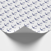 Navy Blue white nautical ankerpatroon Cadeaupapier (Hoek)