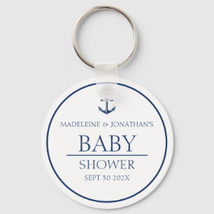 Navy Blue White Nautical Baby shower Party Favor Sleutelhanger