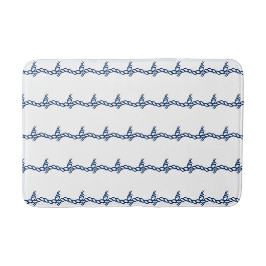Navy Blue white nautical-kabelgolven patroon Badmat (Voorkant)