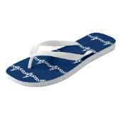 Navy Blue white nautical-kabelgolven patroon Teenslippers (Schuin)