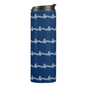 Navy Blue white nautical-kabelgolven patroon Thermosbeker (Gedraaid links)