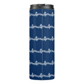 Navy Blue white nautical-kabelgolven patroon Thermosbeker (Achterkant)