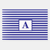 Navy Blue White Nautical Monogram aangepast kerstf Inpakpapier Vel (Voorkant)