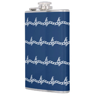 Navy Blue white nautical-touwgolven patroon Heupfles