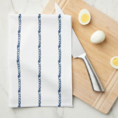 Navy Blue white nautical-touwpatroon Theedoek (Quarter Fold)