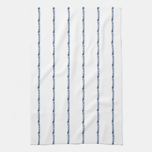 Navy Blue white nautical-touwpatroon Theedoek (Verticaal)