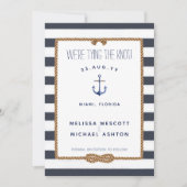 Navy Blue White Nautical Tying the Knot Infinity Save The Date (Voorkant)