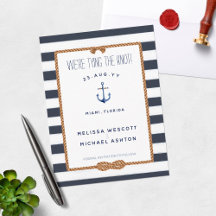 Navy Blue White Nautical Tying the Knot Infinity