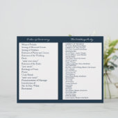 Navy Blue White Nautical Wedding Ceremony Programm (Staand voorkant)