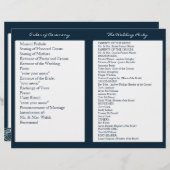 Navy Blue White Nautical Wedding Ceremony Programm (Voorkant / Achterkant)