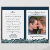 Navy Blue White Nautical Wedding Ceremony Programm (Achterkant)