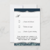Navy Blue & White Nautical Wedding RSVP-kaarten RSVP Kaartje (Achterkant)