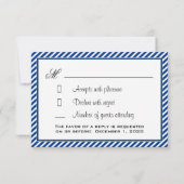 Navy Blue & White Nautical Wedding RSVP-kaarten RSVP Kaartje (Achterkant)