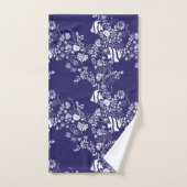 Navy Blue White Ocean Life Pattern Bad Handdoek (Handdoek)