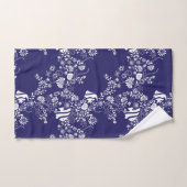 Navy Blue White Ocean Life Pattern Bad Handdoek (Handdoek)