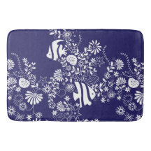 Navy Blue White Ocean Life Pattern