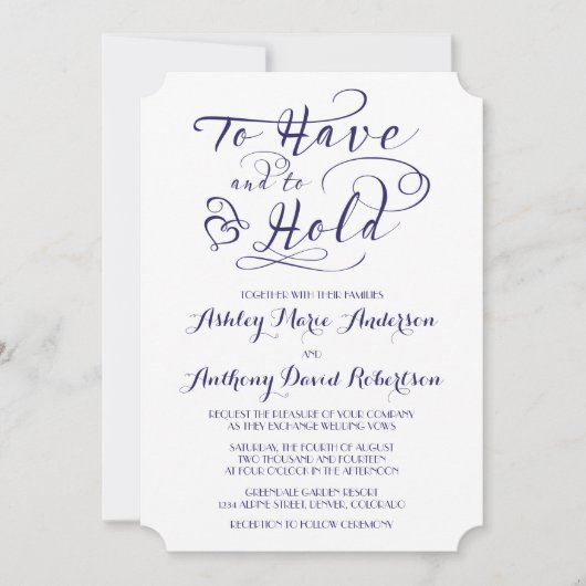 Navy Blue White, om een harthuwelijk te houden Kaart (Voorkant)