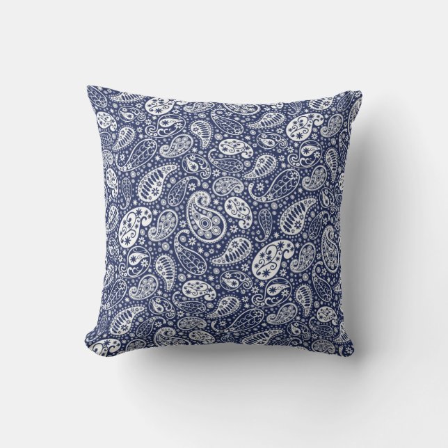 "Navy Blue White Paisley Sierkussen" Kussen (Voorkant)