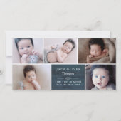 Navy Blue & White Photo Collage Baby Aankondiging (Voorkant)