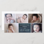 Navy Blue & White Photo Collage Baby Aankondiging (Voorkant / Achterkant)