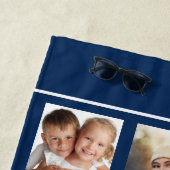 Navy blue white photocollage-monogram strandlaken (In situ)