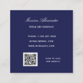 Navy blue white photoQR-code modern Vierkante Visitekaartje (Achterkant)