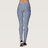 Navy Blue White Pied de Poule Houndstooth Leggings (Achterkant)