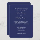 Navy Blue White Plain Eenvoudige Huwelijksuitnodig Kaart (Voorkant / Achterkant)