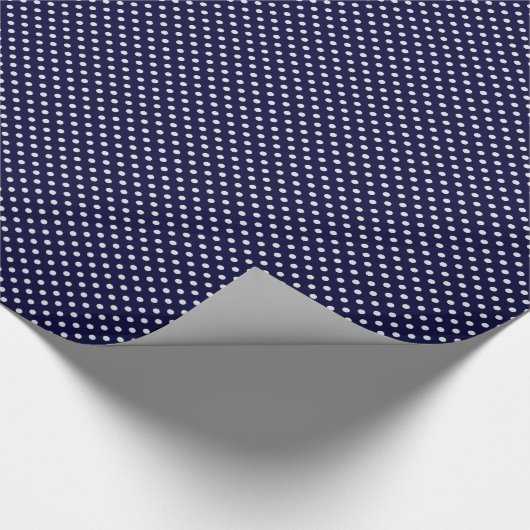 Navy Blue White Polka Dot Pattern Cadeaupapier (Hoek)