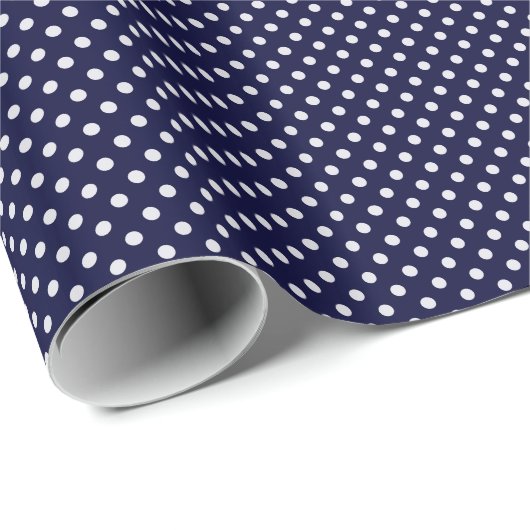 Navy Blue White Polka Dot Pattern Cadeaupapier (Rol Hoek)