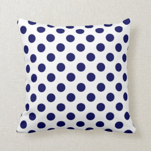 Navy Blue & White Polka Dot Pillow Kussen