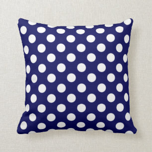 Navy Blue & White Polka Dot Pillow Kussen