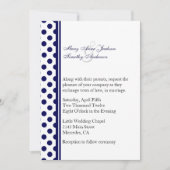 Navy Blue & White Polka Dot Wedding Invitation Kaart (Voorkant)