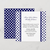Navy Blue & White Polka Dot Wedding Invitation Kaart (Voorkant / Achterkant)
