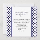 Navy Blue & White Polka Dot Wedding Invitation Kaart (Voorkant)
