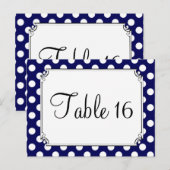 Navy Blue & White Polka Dot Wedding Table Numbers Briefkaart (Voorkant / Achterkant)