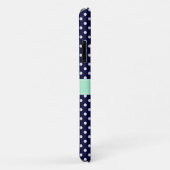 Navy Blue White Polka Dots Mint Name Monogram Case-Mate iPhone Case (Achterkant/rechts)