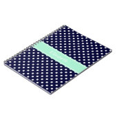 Navy Blue White Polka Dots Mint Name Monogram Notitieboek (Linkerzijde)
