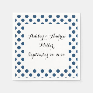 Navy Blue White Polka Dots Pattern Servet