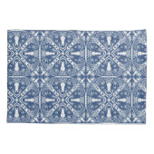 Navy Blue & White Rabbit & Bird Medallion Pattern Kussensloop (Achterkant)