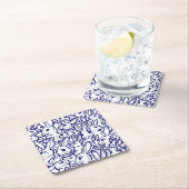 Navy Blue White Rabbit Bunny Drawing Cute Unique Kartonnen Onderzetters (Insitu)