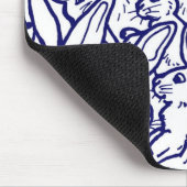 Navy Blue White Rabbit Bunny Drawing Cute Unique Muismat (Hoek)