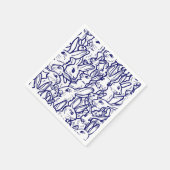 Navy Blue White Rabbit Bunny Drawing Cute Unique Servet (Hoek)